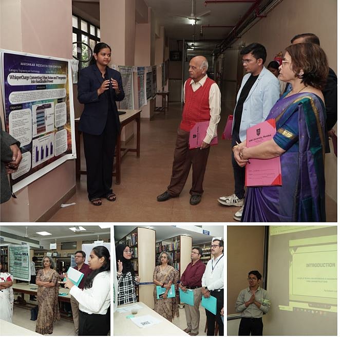 Student participants presenting their respective projects to the expert panel