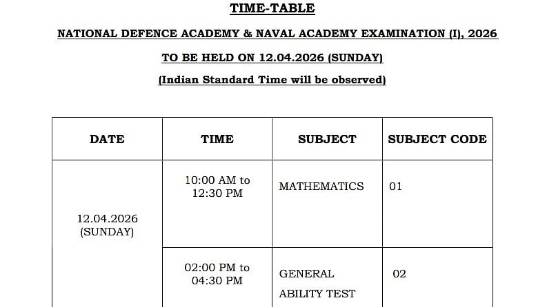 UPSC Releases NDA, NA And CDS Exam (I) 2026 Schedule At upsc.gov.in; Exams On April 12 