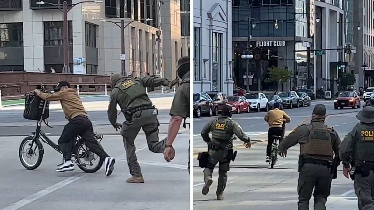 US: Amid Crackdown On Immigrants, Viral Video Shows Group Of ICE Agents Fail To Chase Down Cyclist...