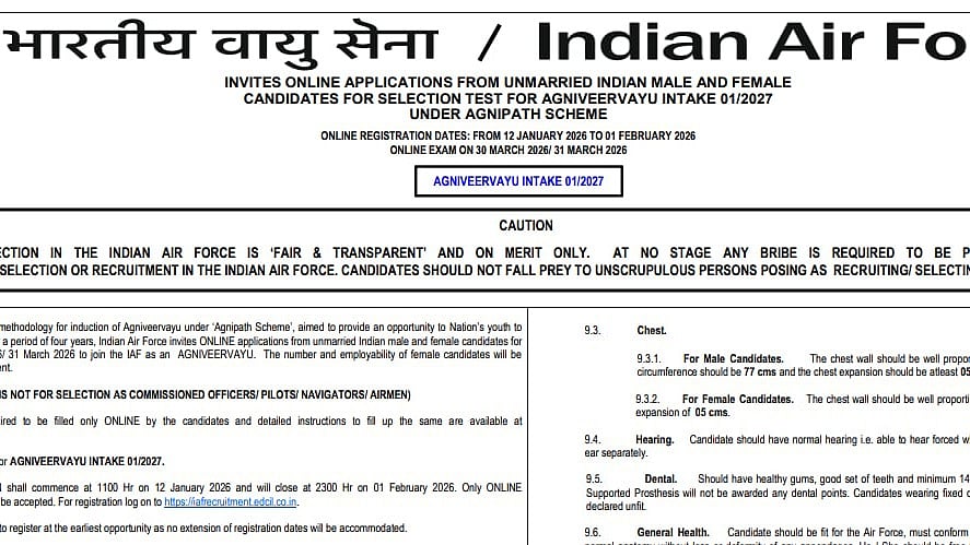 IAF Agniveervayu Recruitment 2027 Registration Begins At iafrecruitment.edcil.co.in; Check Eligibility, Fees, Exam Dates Here 