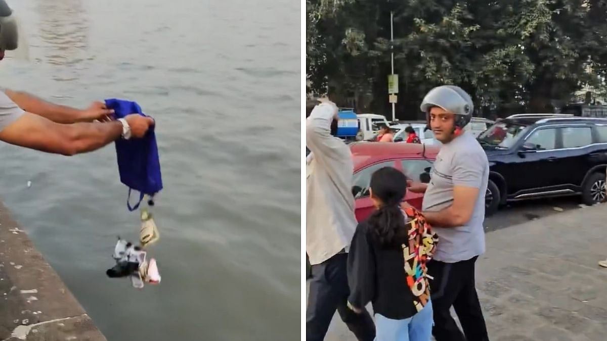 'That's Not Good': Foreigner Films Man Dumping Trash Into Sea Near Mumbai's Gateway Of India; Viral...