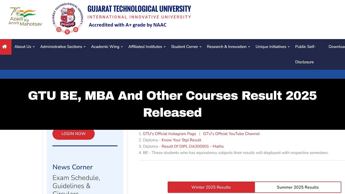 GTU Result 2025 Declared; Here's How To Download 