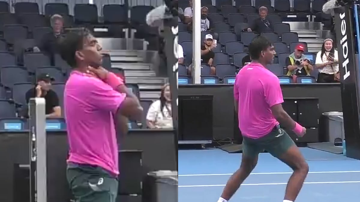 Australian Open 2026: Nishesh Basavareddy Makes 'Choking' Gesture After Defeating Sebastian Ofner In A Dramatic Tie-Breaker; Video 