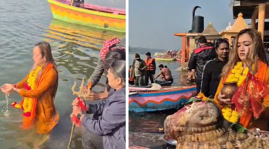 MP News: Social Media Influencer  Harsha Richhariya Takes Holy Dip In Narmada Before Leaving Sadhvi Path-- VIDEO 