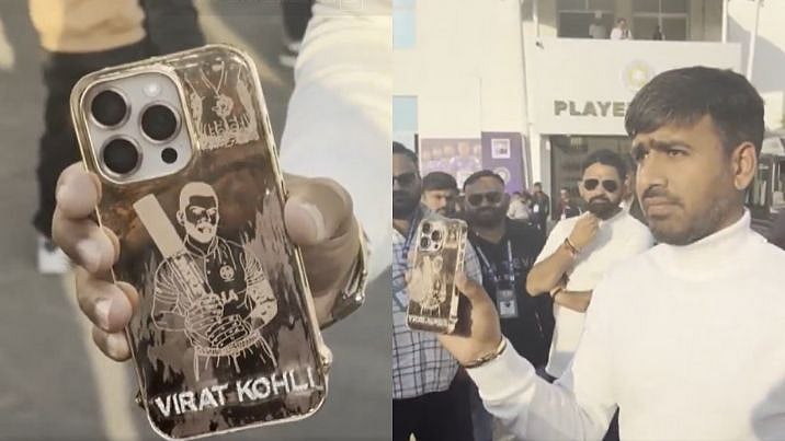 Virat Kohli Fan Flaunts ₹15 Lakh Gold Mobile Cover With Intricate Portrait In Viral Video 
