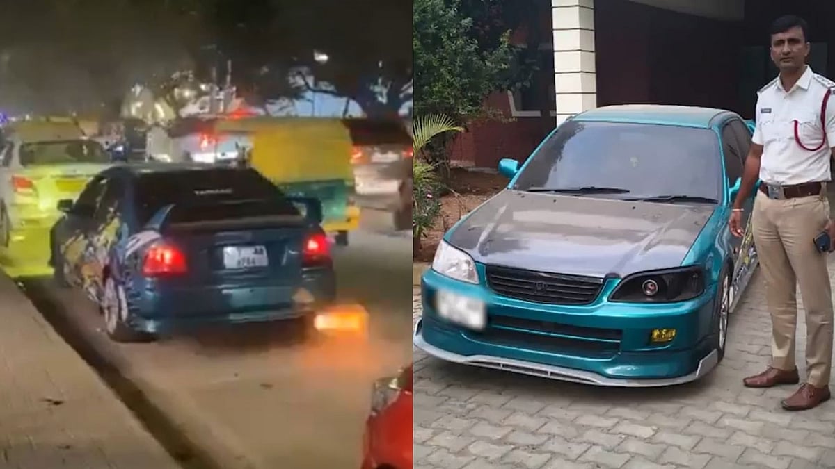 Bengaluru Police Impose ₹1.1 Lakh Fine On Kerela Student After Video Of His Modified Car Emitting Fire From Silencer Goes Viral - Watch 