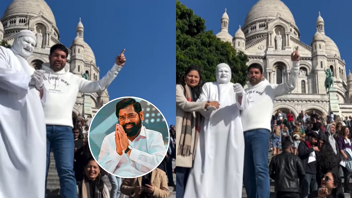 Indian Traveller Makes Maharashtra Famous In France; Chants Slogans Of Chhatrapati Shivaji Maharaj, Shiv Sena Outside Famous Paris Monument 