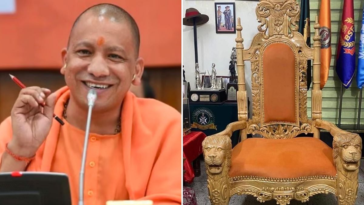 UP CM Yogi Adityanath Gets Handcrafted Cedarwood Chair With Lion Motifs Made From Kedarnath Project Wood 