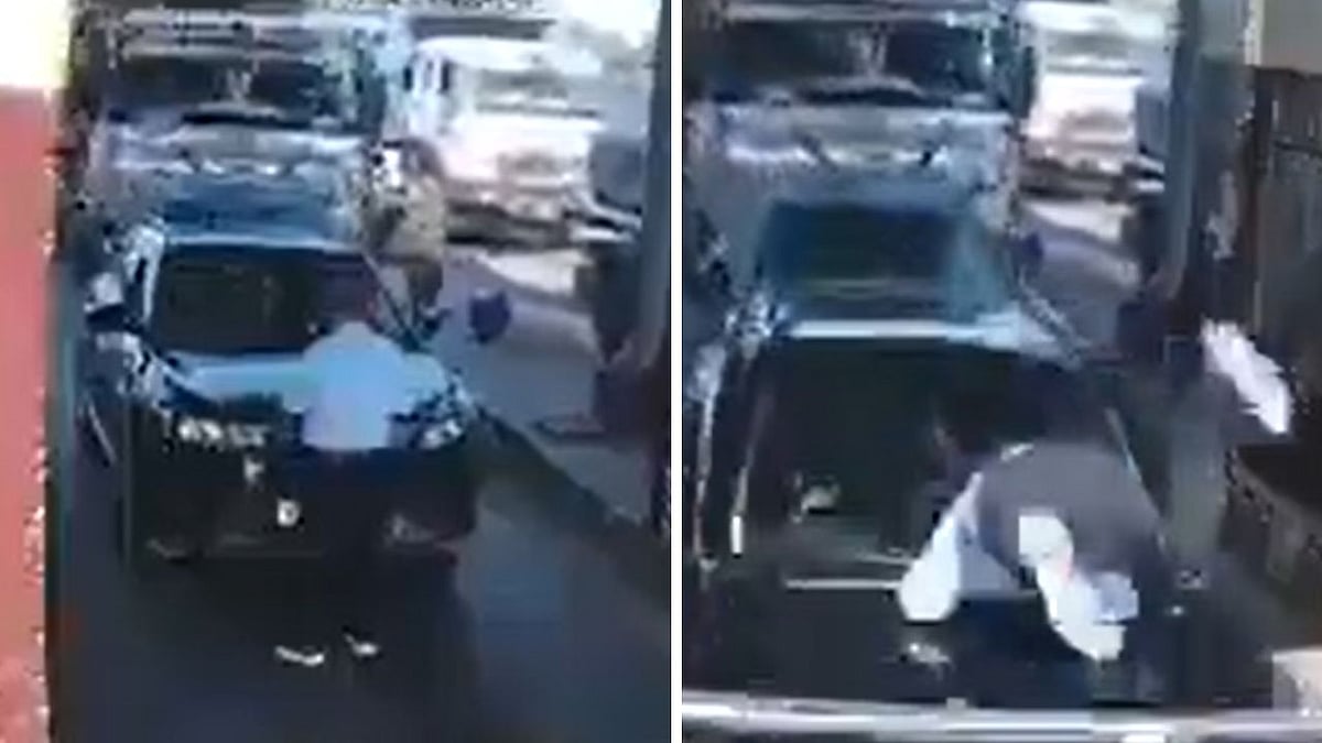 UP Shocker:  Truck Crashes Into Queued Cars In Jhansi Toll Plaza, Worker Flung Onto Bonnet | Video