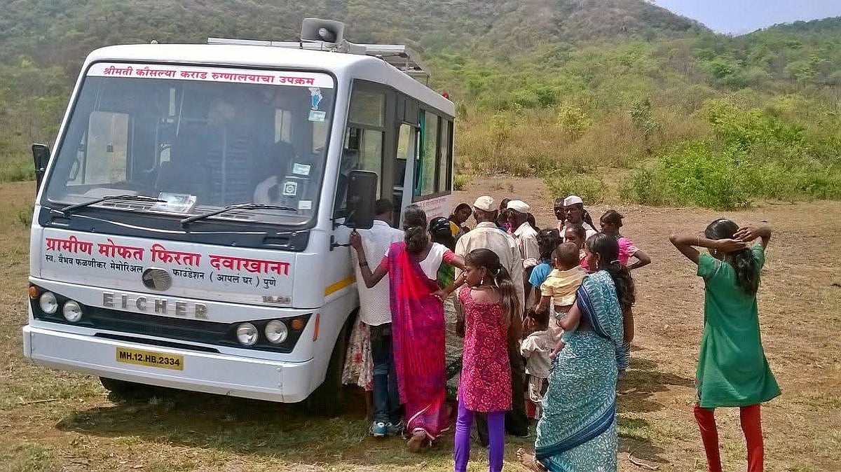 Mobile clinic van visiting villages near Pune