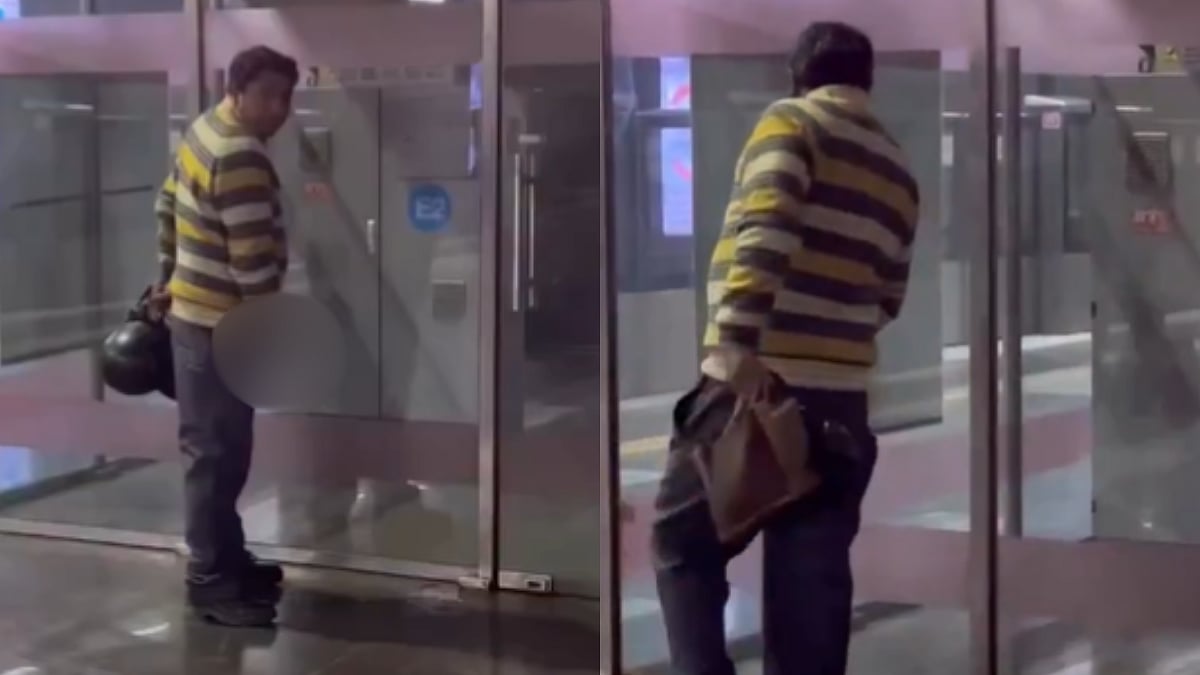 Bizarre! Man Caught Openly Urinating On Delhi Metro Platform; Netizens Call For Action