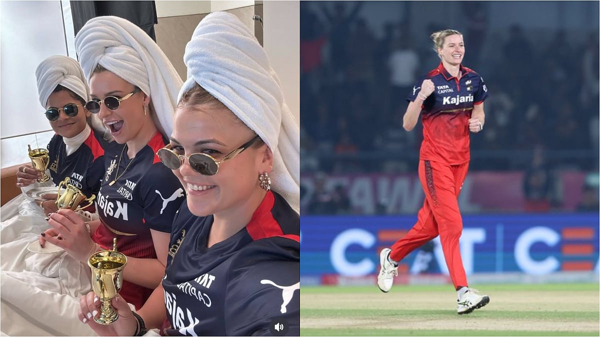 WPL 2026: RCB Money Well Spent As Lauren Bell Turns National Crush; Celebrates Team's Playoff Qualification With Trophy Cups | See Pics 