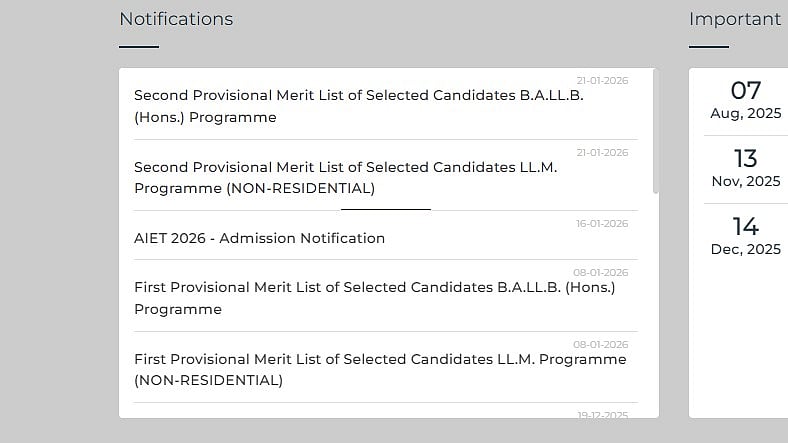 AILET 2026 Second Merit List Released By NLU Delhi At nationallawuniversitydelhi.in 