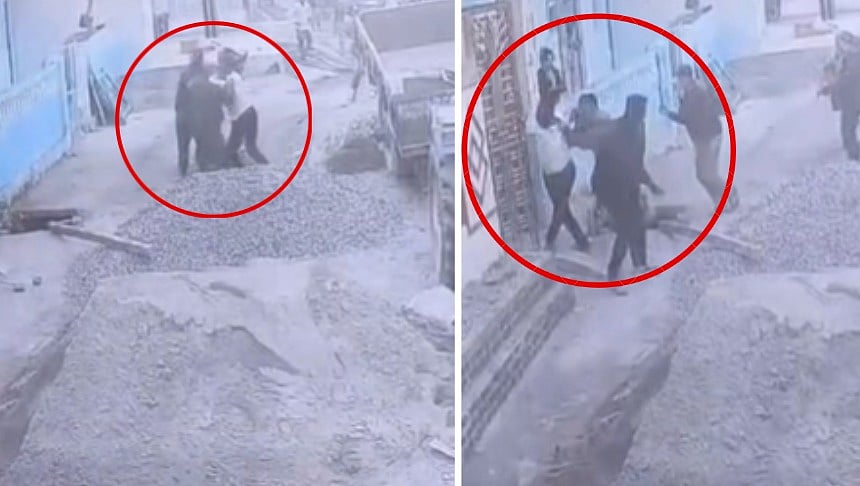 MP News: BSF Jawan Caught Beating Neighbour With Sticks Over Construction Dispute-- VIDEO