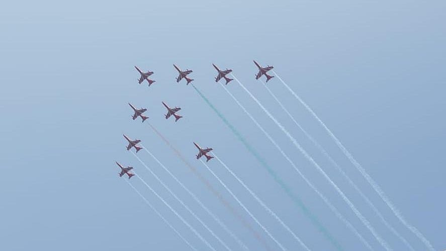 PHOTOS: Indian Air Force's Suryakiran Team Performs Dazzling Aerial Show Over Nashik's Gangapur Dam