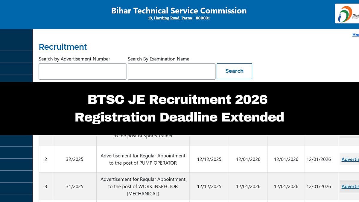 BTSC Junior Engineer Recruitment 2026: Application Process Extended; Check Selection Process & Fees Structure Here 