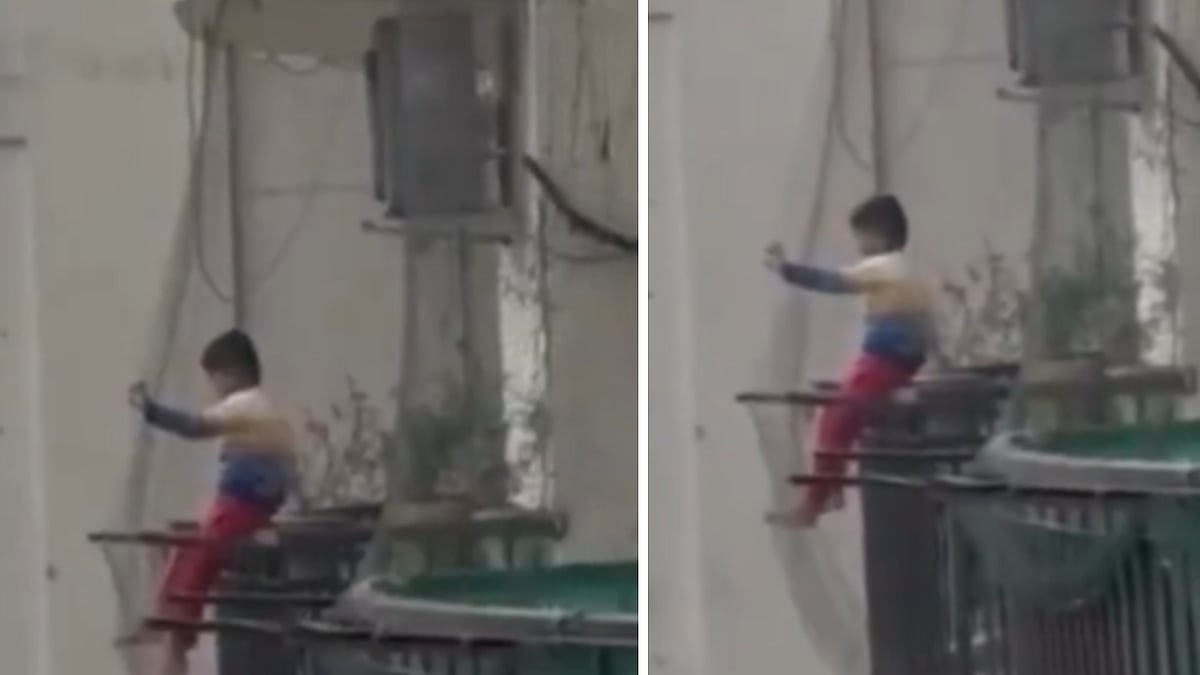 UP: Shocking Video Shows Child Sitting On Balcony Grill Edge In Ghaziabad High-Rise; Sparks Outrage...