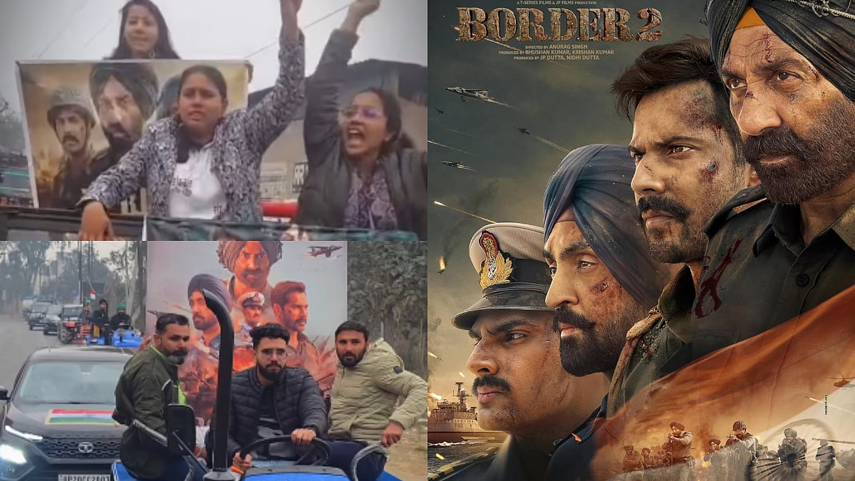 Border 2 Fever: Fans Reach Theatres In Huge Numbers In Jeeps & Tractors To Watch Sunny Deol, Varun, Diljit & Ahan's Film - Viral Video 