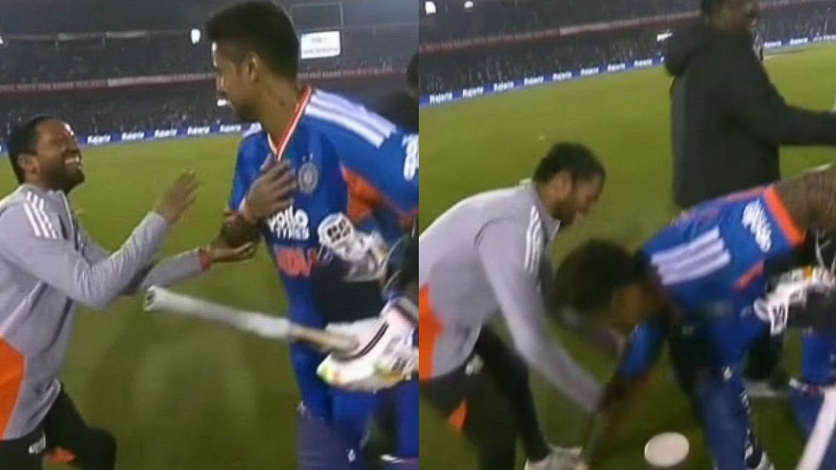 IND vs NZ 2nd T20: Suryakumar Yadav Touches Throwdown Specialist Raghu's Feet After Stellar Knock Against New Zealand; Video 