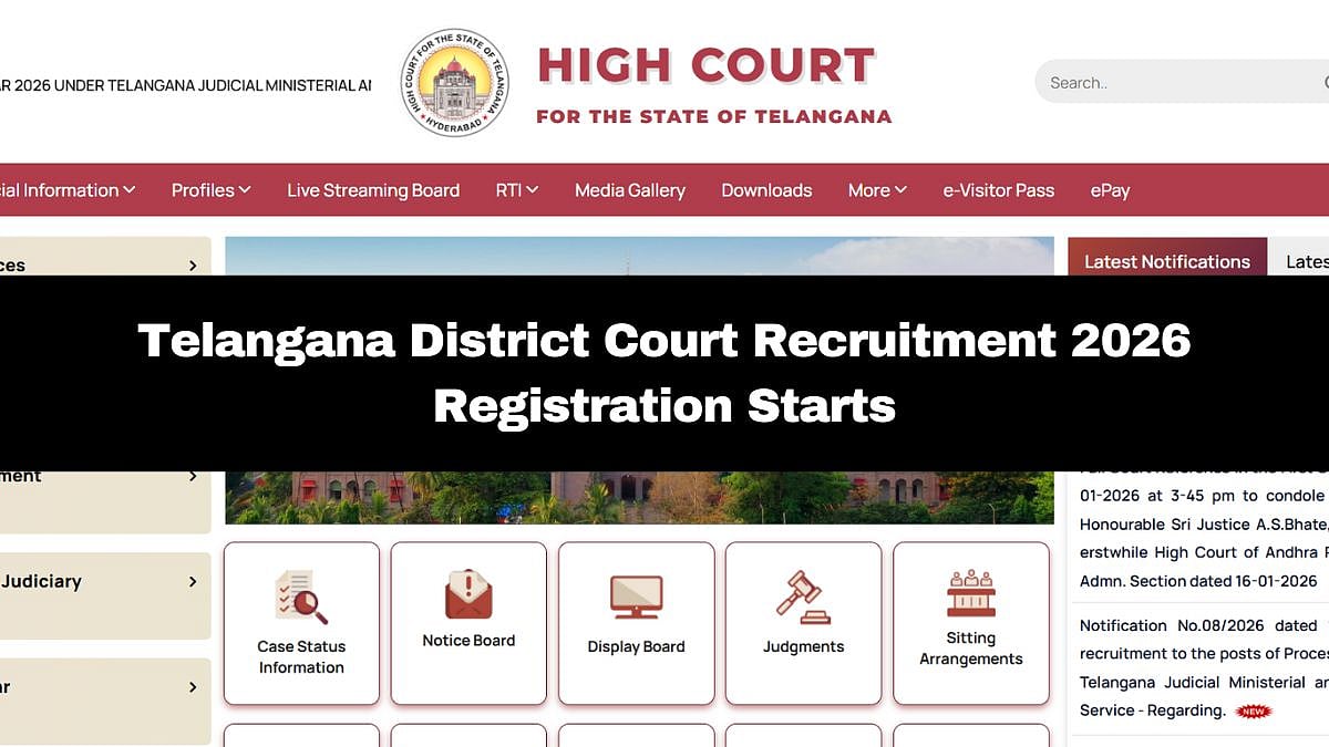 Telangana District Court Recruitment 2026: Application Process Starts At tshc.gov.in; Check Details Here 