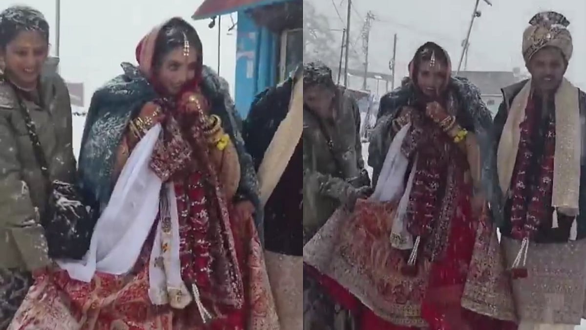 'God's Wedding Gift': Meerut Couple Marries At Uttarakhand's Triyuginarayan Temple Amid Heavy Snowfall - Video 