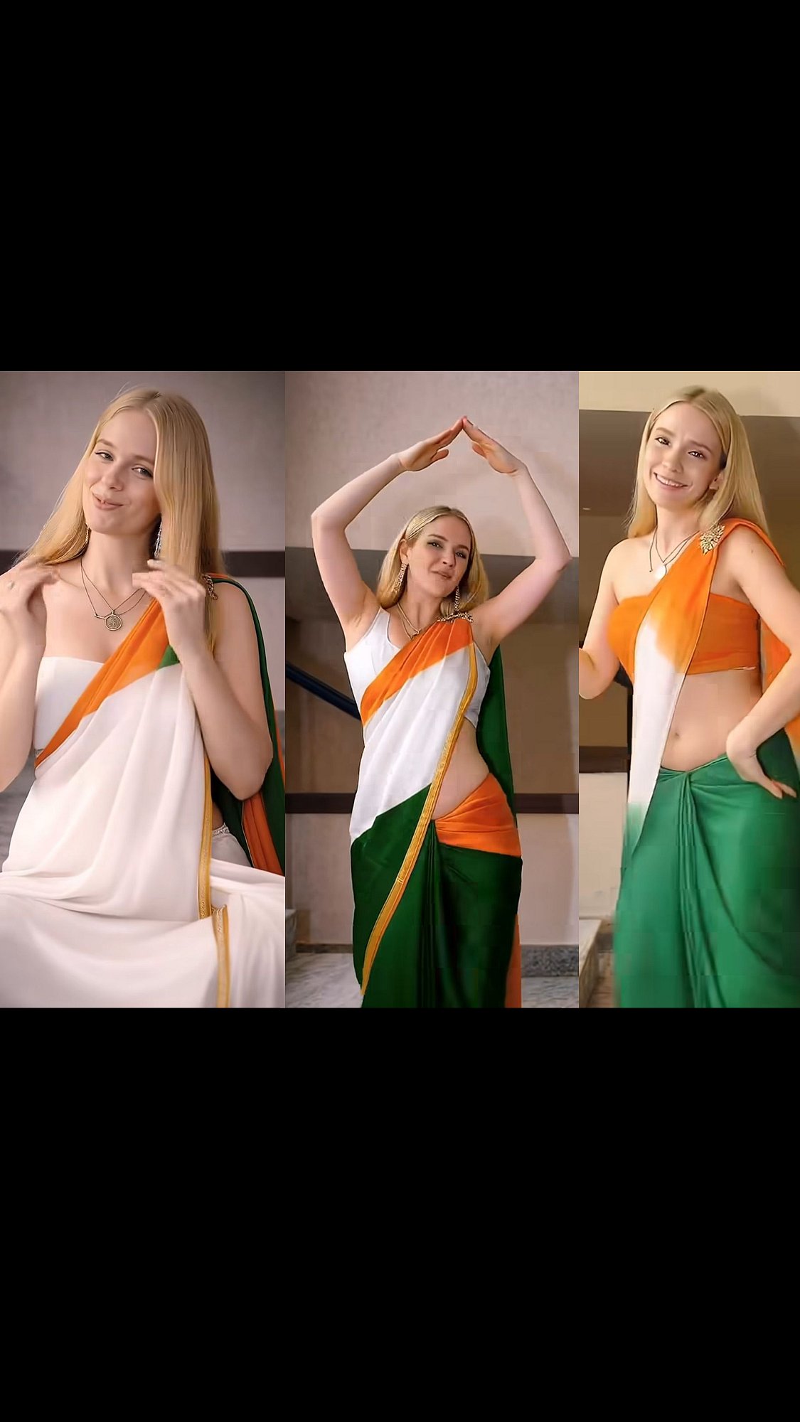 Russian Woman Slays In Tri-Colour Saree Looks, Goes Viral Ahead Of Republic Day 