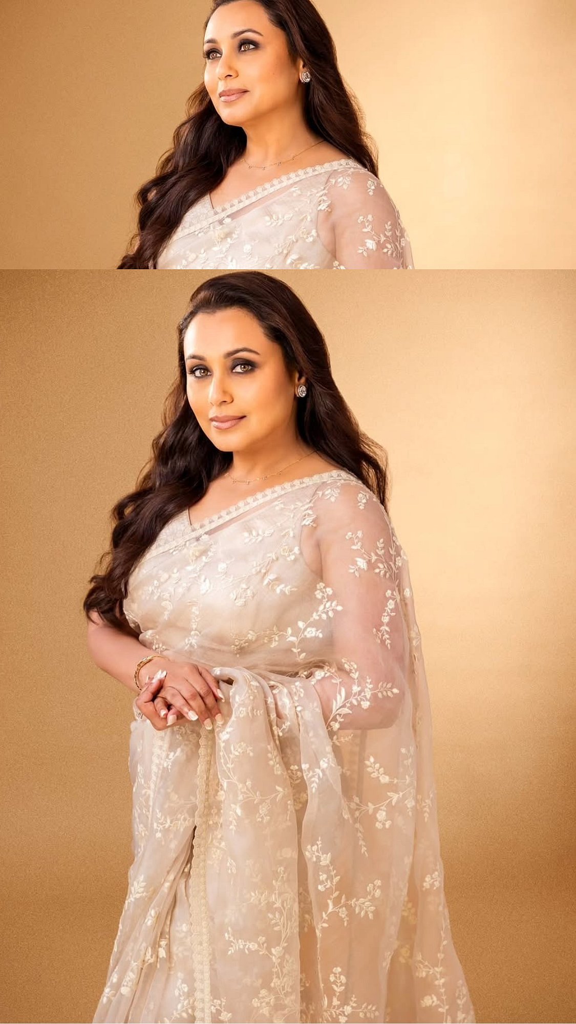 In Pictures- Rani Mukerji Dazzles In Ivory Sabyasachi Saree As She Celebrates 30 Years In Film Industry 