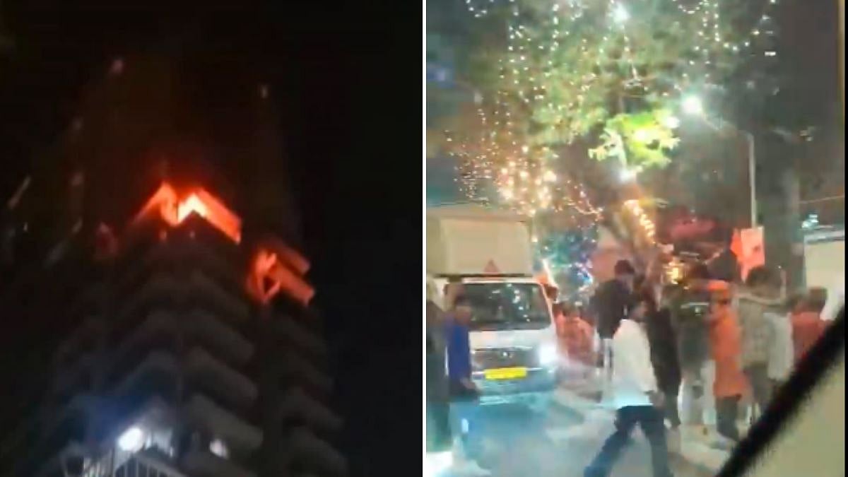 Andheri Fire: Balcony Blaze In 21-Storey Residential Tower Sparks Panic, Locals Suspect Firecracker | Video 