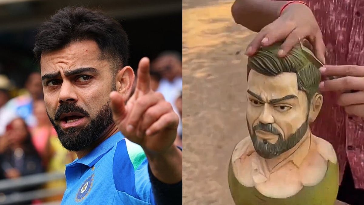 Jaw-Dropping Virat Kohli Sculpture Carved Entirely From Coconut Amazes Cricket Fans Worldwide; Video 