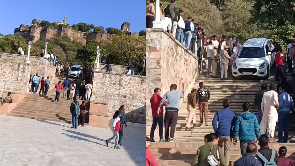 Viral Video: Man Following Google Maps To Reach Jaipur's Birla Temple Ends Up Stuck On Descending Stairs; Netizens Ask 'Was Driver Blind?' 