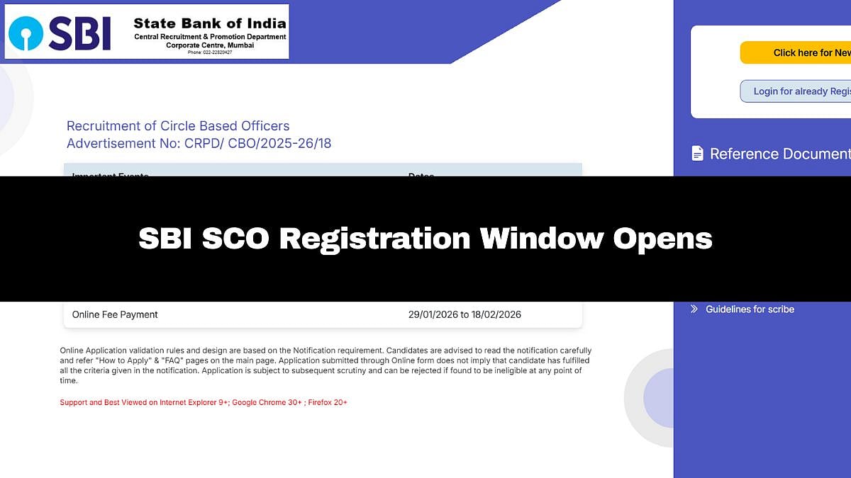 SBI SCO 2026: Registration Process Starts At sbi.co.in; Check Eligibility Criteria Here 