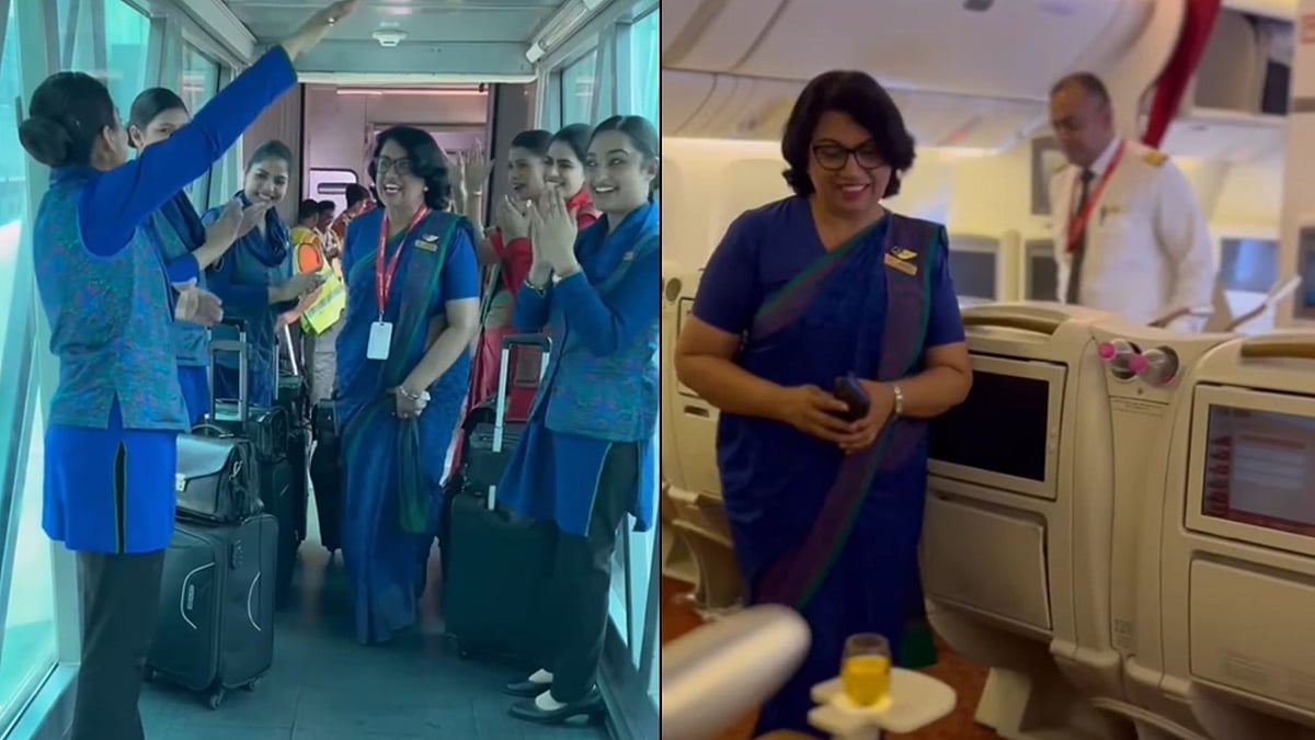 Video: Air India Airhostess' Final In-Flight Announcement Goes Viral As She Retires After 35 Years; Netizens Shower Love 