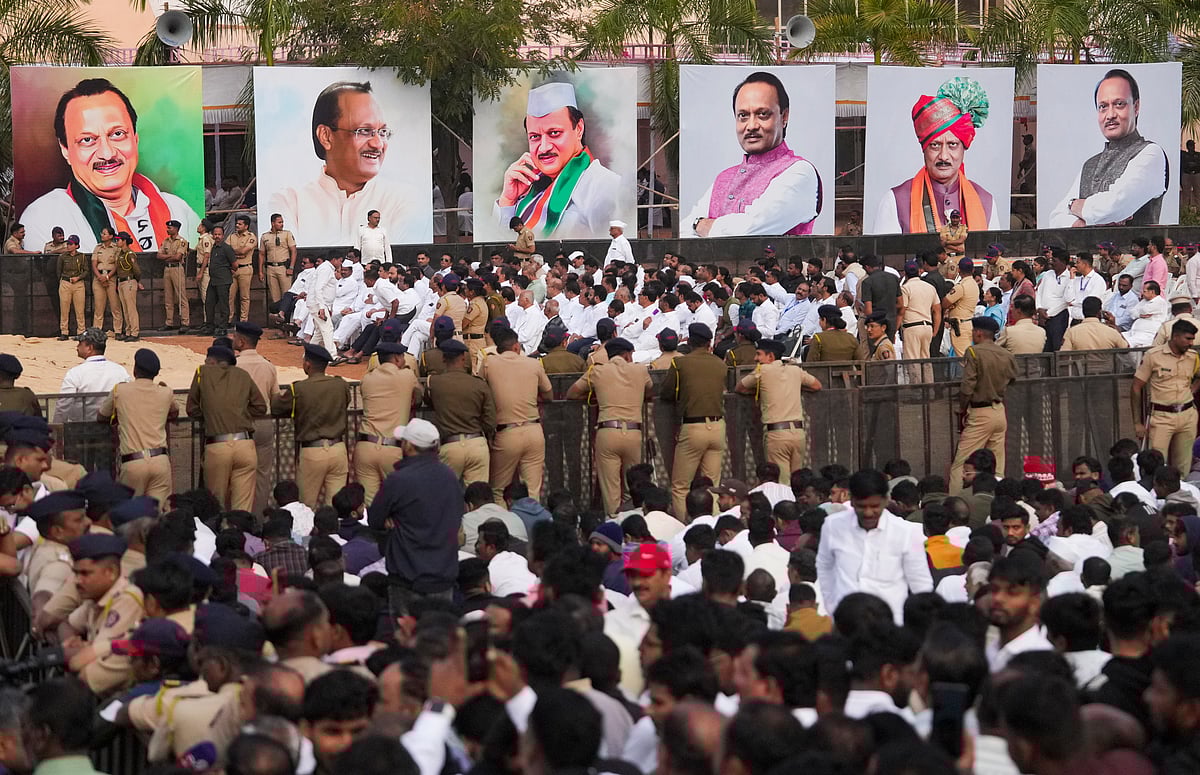 Massive Crowd Gathers To Pay Last Respects To Ajit Pawar; Union Ministers Amit Shah, Nitin Gadkari...