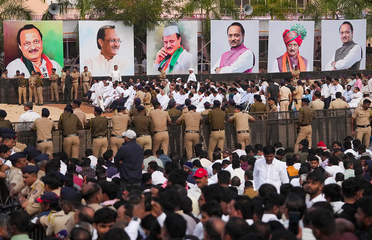 Massive Crowd Gathers To Pay Last Respects To Ajit Pawar; Union Ministers Amit Shah, Nitin Gadkari Attend