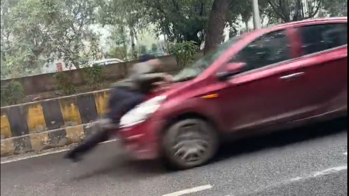 Caught On Camera: Greater Noida Cop Dragged 500 Metres On Car Bonnet During Vehicle Check, Driver Flees 