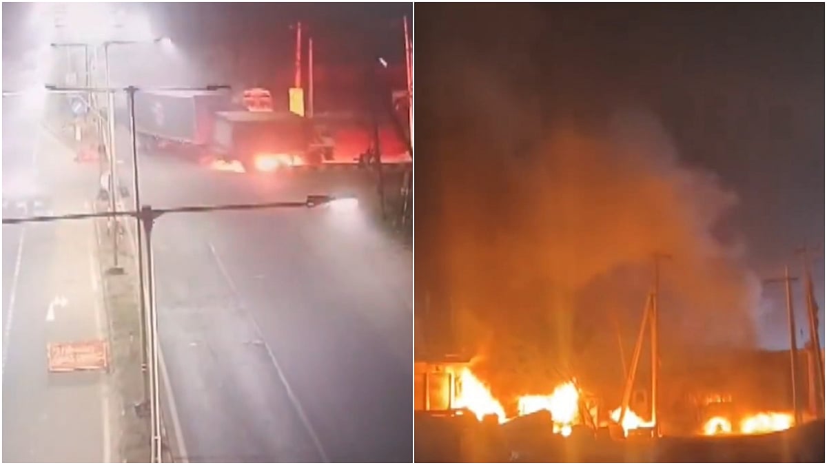 Andhra Pradesh Road Accident: 2 Lorries Catch Fire After Collision On Kathipudi National Highway, 1...