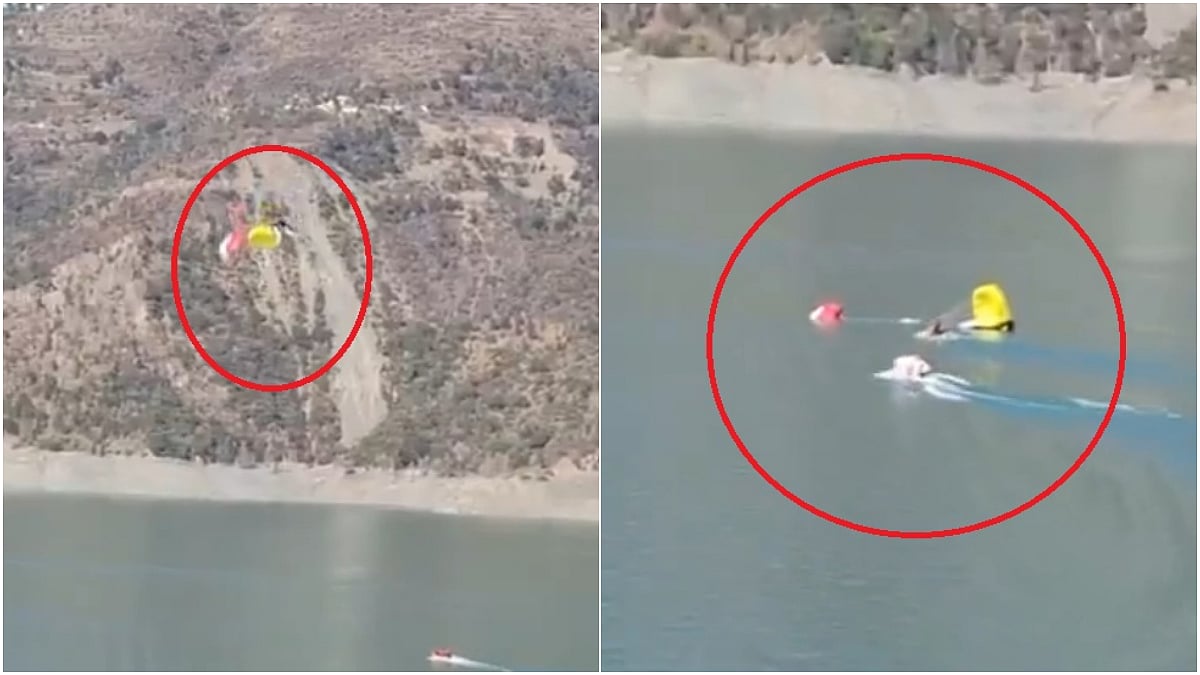 VIDEO: 2 Paragliders Escape Unhurt After They Collide Mid-Air, Fall Into Lake During Tehri Festival In Uttarakhand; Rescued By SDRF 