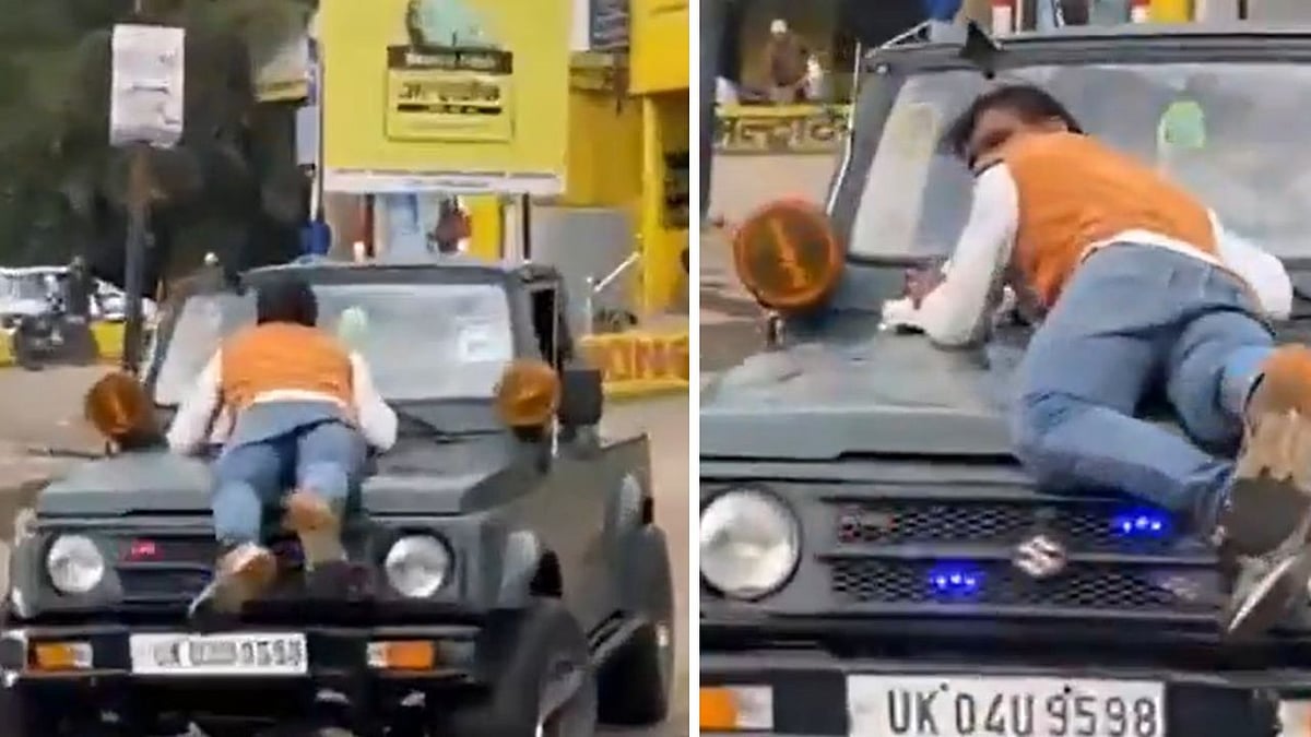 Viral Video Shows Jeep Driver Dangerously Dragging Man On Bonnet After Colliding With E-Rickshaw In...