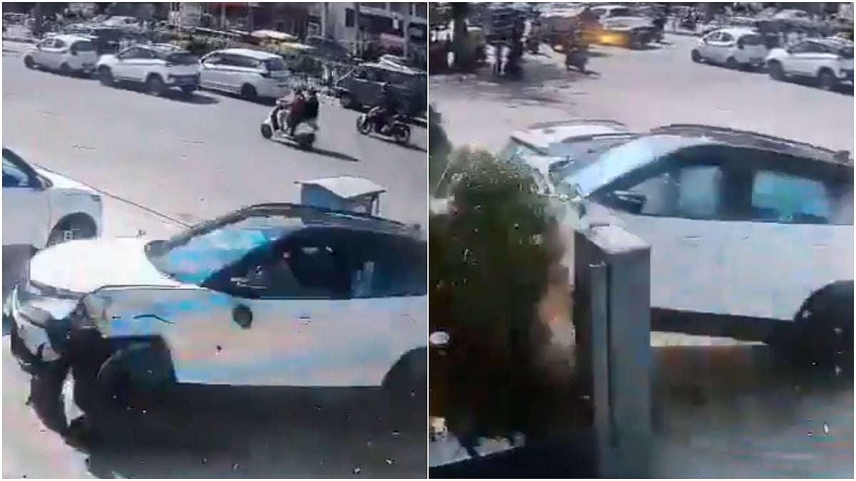 Rajasthan Accident Video: Speeding Car Rams Into Multiple Vehicles Before Crashing Into Mall's...