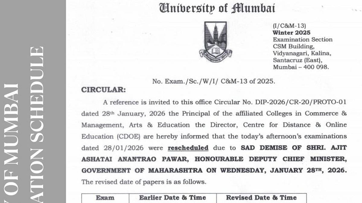 Mumbai University Announces New Date For Postponed January 28 Examinations; Timing And Venue Remain Unchanged 