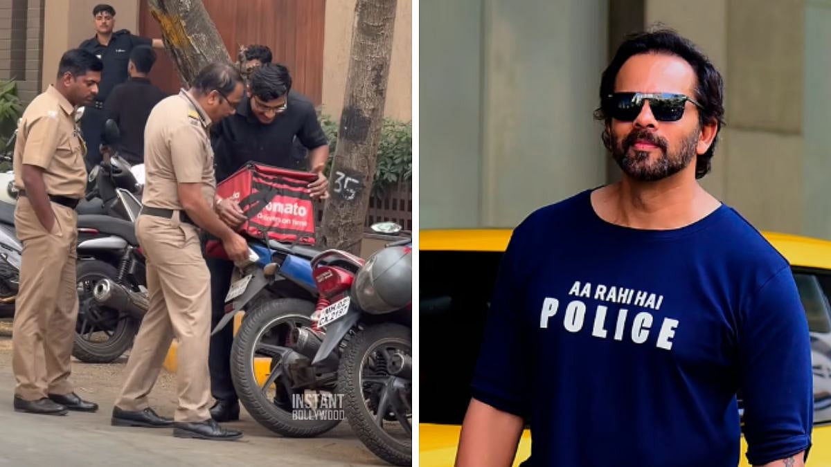 Viral Video Shows Mumbai Police Examining Zomato Bag Outside Rohit Shetty’s Residence Amid Firing...