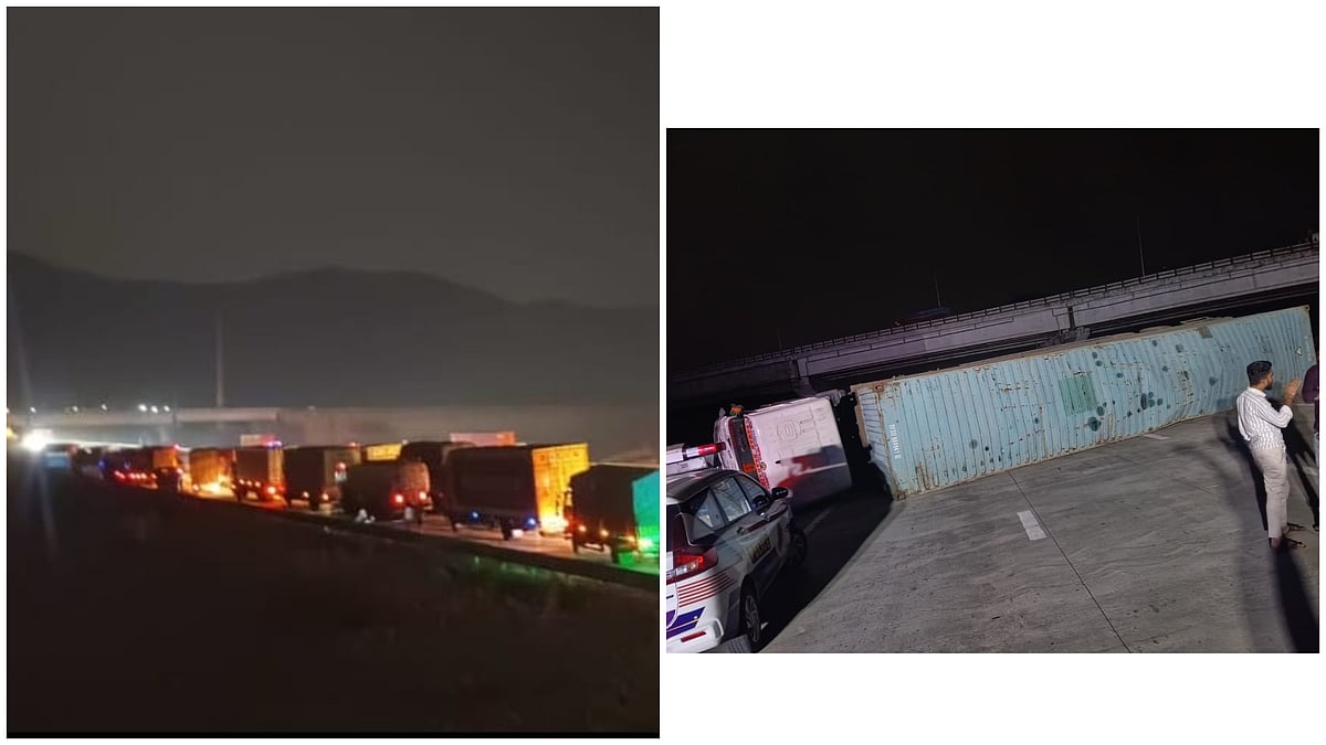 Nashik: Container Overturns On Samruddhi Expressway, Traffic Disrupted For Over An Hour | PHOTOS