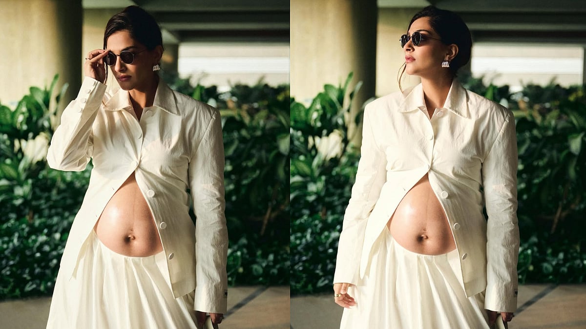 Sonam Kapoor Flaunts Her Baby Bump In White Shirt & Maxi Skirt During Mumbai Outing 