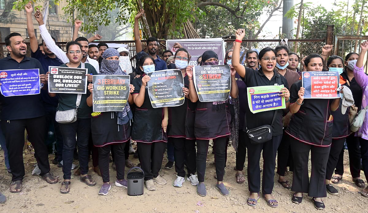 Gig And Platform Workers Protest Across India Demanding Legal Rights, Social Security, And Fair Wages 