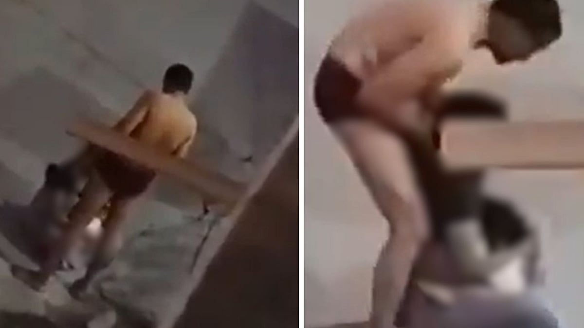 Telangana Horror: Video Shows Half Naked, Drunk Constable Brutally Assaults Wife Holding Child In...