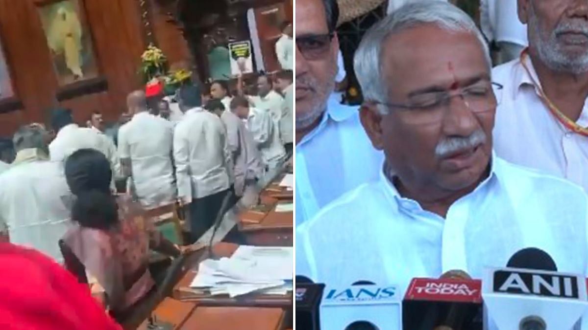 Karnataka Legislature Stalled As BJP-JD(S) Demand Minister Thimmapur's Resignation Over ₹6000 Crore Liquor Scam Allegations 