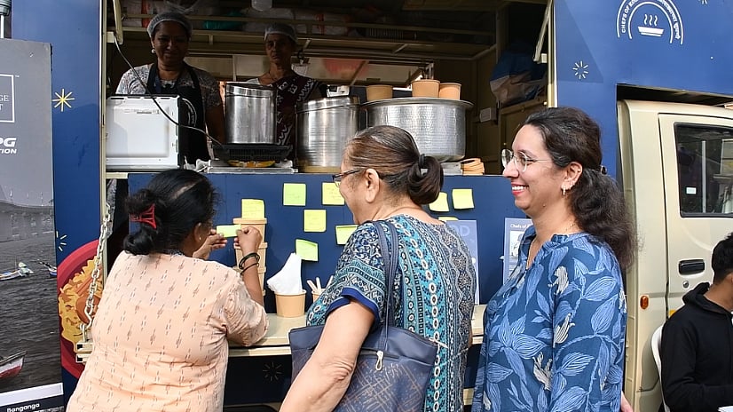 Happy customers place their food order