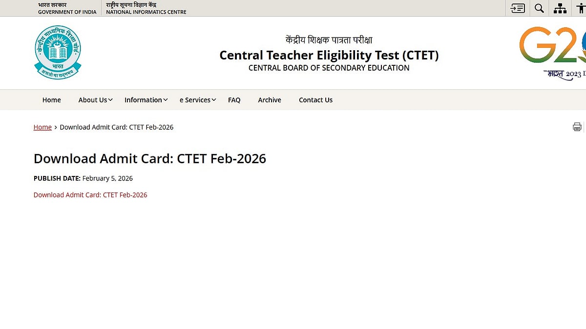 CTET Admit Card 2026 OUT At ctet.nic.in; Direct Link Here 