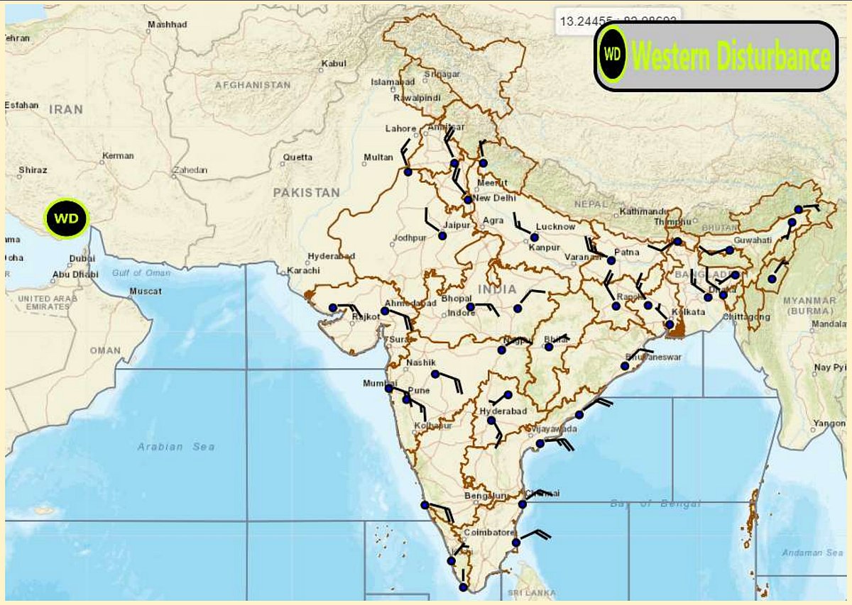 Weather system affecting Madhya Pradesh at 10:30 am