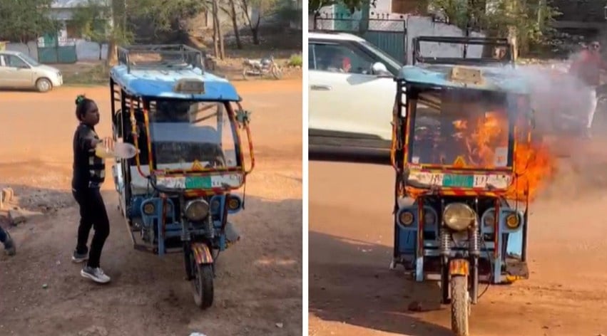 MP News: Fed Up Of Constant Mechanical Failures, Woman Sets Her E-Rickshaw Afire Outside Auto Agency...
